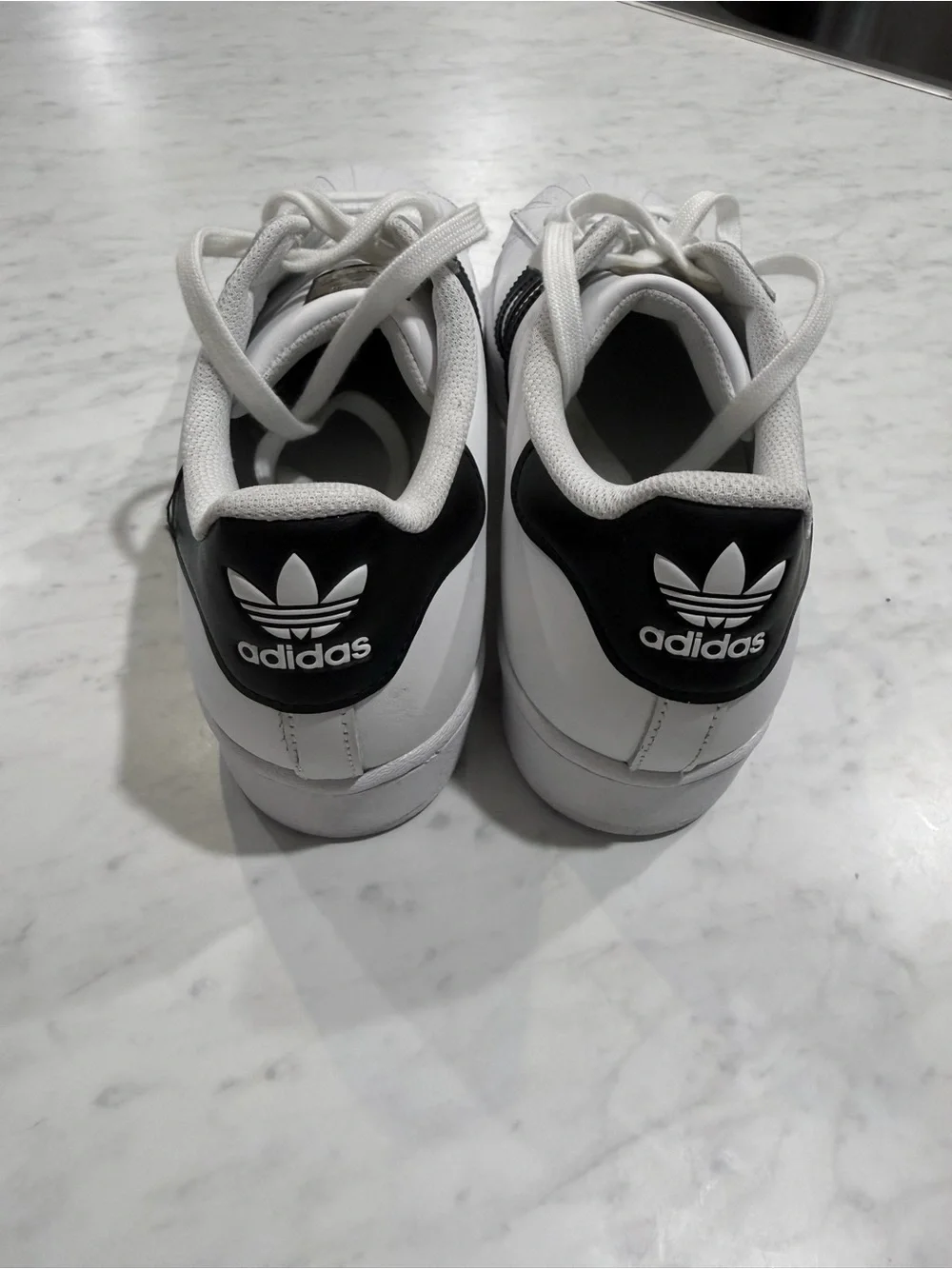adidas White Sneakers with Black Stripes